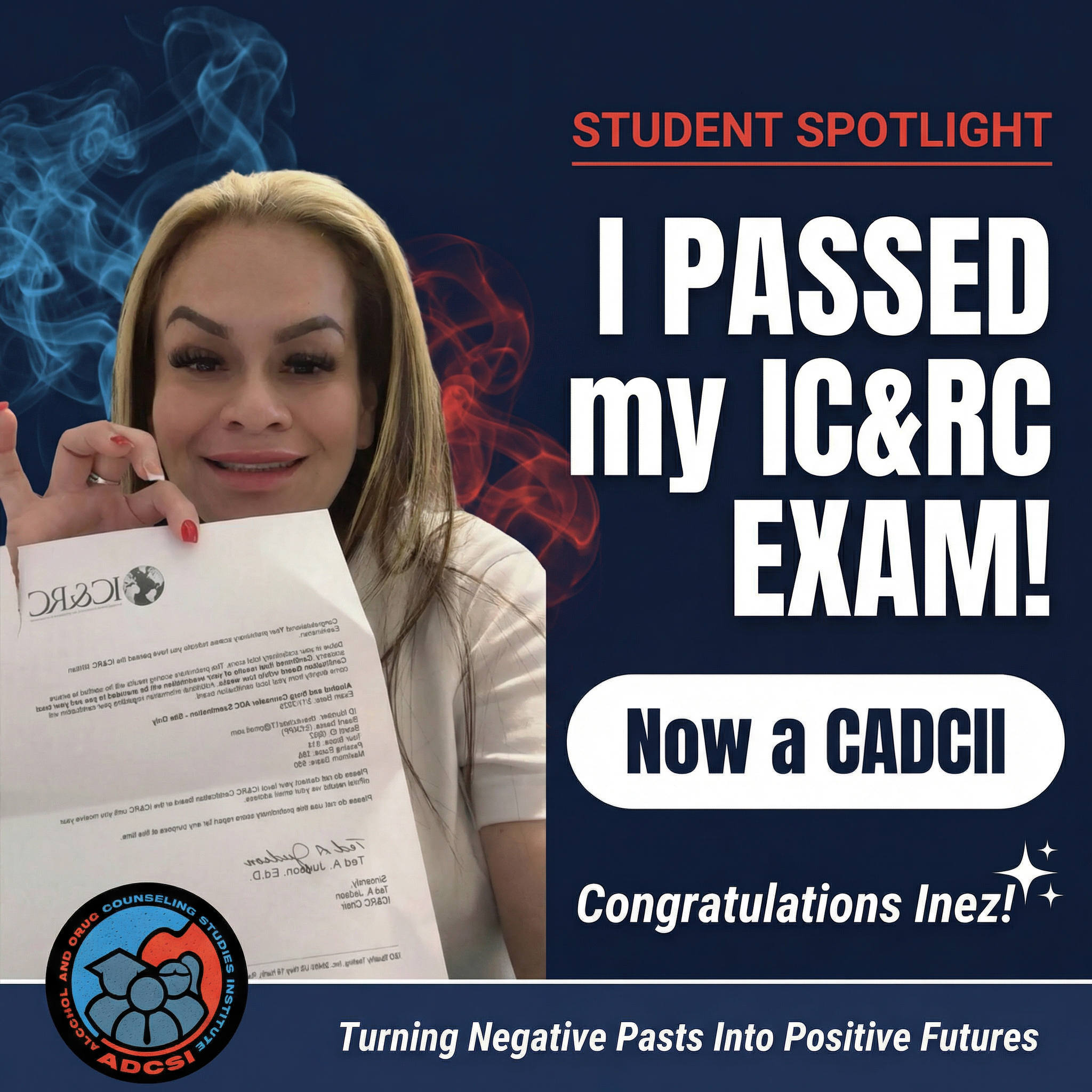 Inez C. — I Passed My IC&RC Exam — Now a CADCII